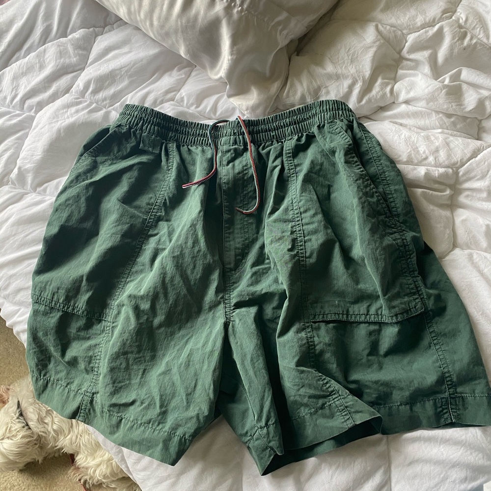 Army green LLBean shorts